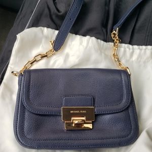Michael Kors Navy Crossbody Purse with Gold Accent